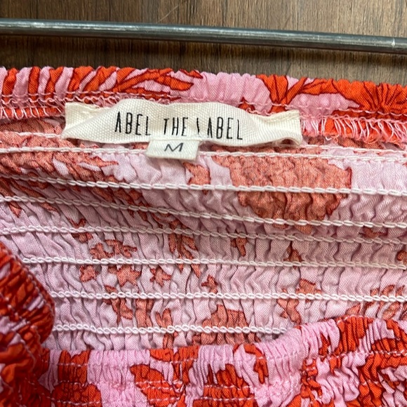 Anthropologie Abel the Label Bondi Smocked Strapless Maxi Dress pink orange M - Picture 13 of 14